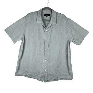 RAG & BONE Short Sleeve Green Stripe Mens Shirt Size XXL Button Up 100% Cotton